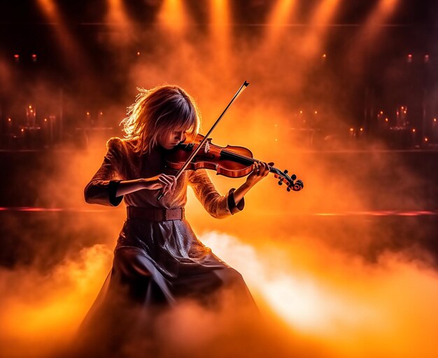 Foto foto linda jovem tocando violino