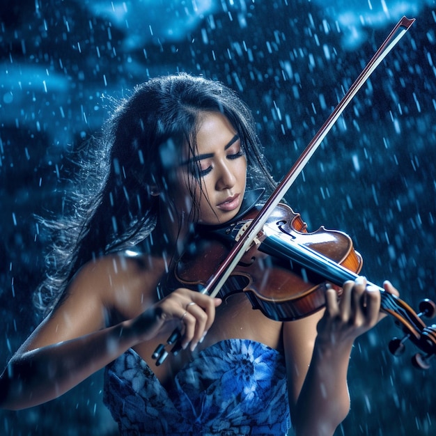 Foto foto linda jovem tocando violino