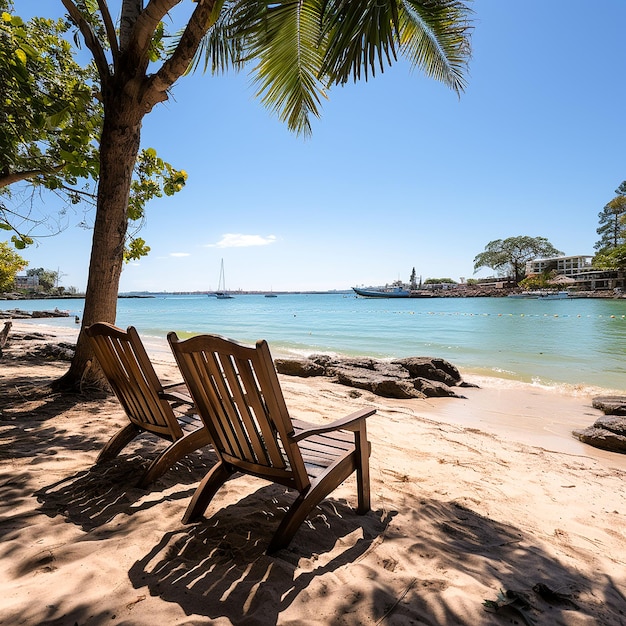 foto linda praia tropical e mar gerada por AI