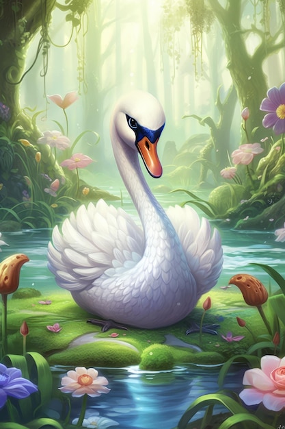 Foto lindo bebê cisne