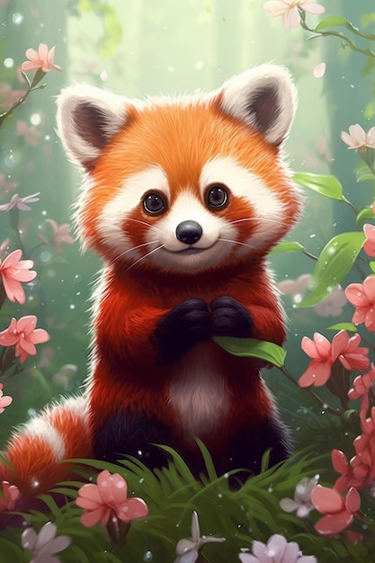 La foto del lindo bebé panda rojo