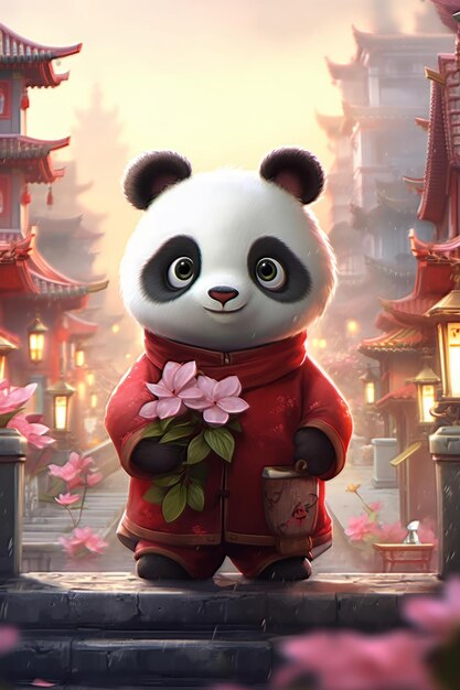 Foto lindo bebé panda