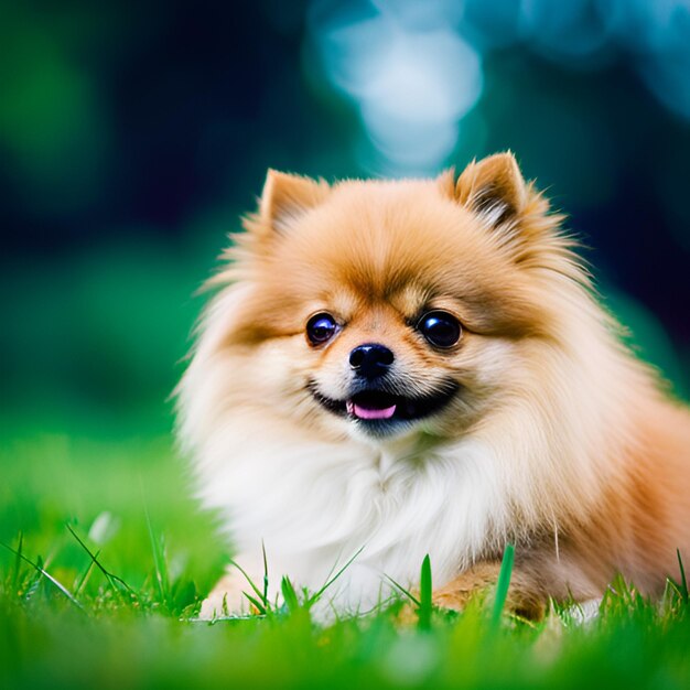 Una foto de un lindo cachorro de Pomerania