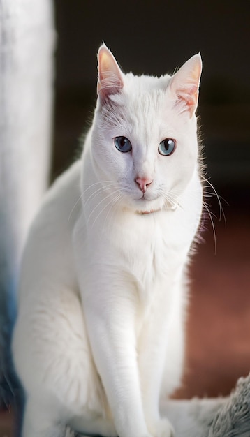 Foto foto de un lindo gato blanco generativo ai