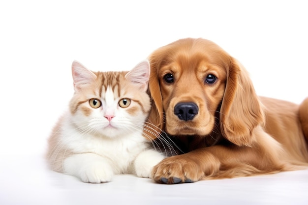 Foto de lindo gato y perro abrazándose