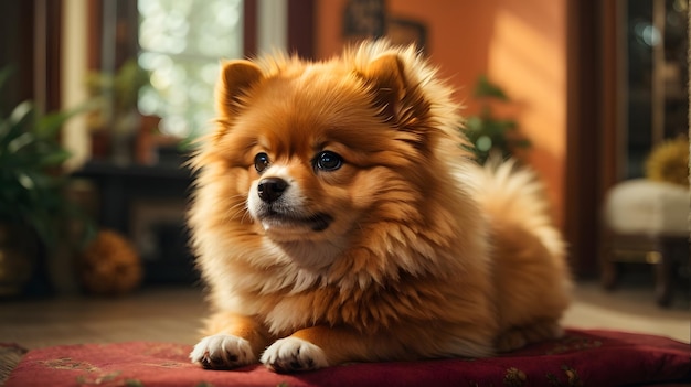 foto lindo perro marrón en casa