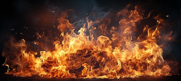 Foto de llama de fuego en fondo negro