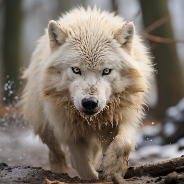 Foto de un lobo ártico feroz y decidido IA generativa