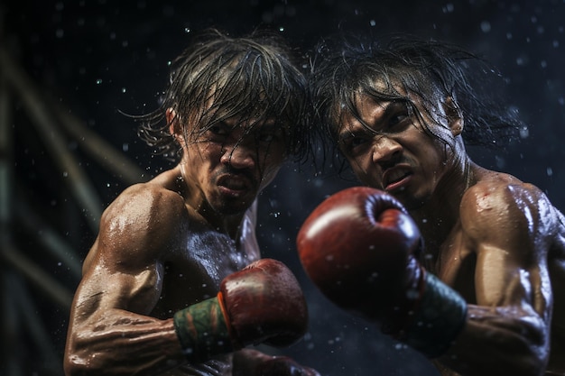 Foto de los luchadores de boxeo muay thai