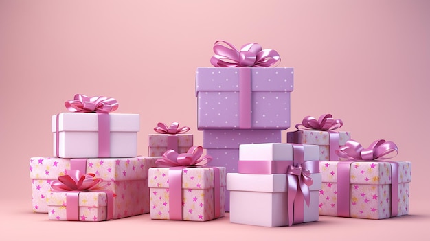 Foto lustige ultraweiche Geschenkboxen isoliert auf rosa