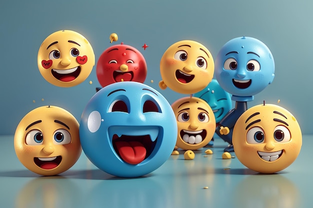 Foto lustiges Emoji-Konzept 3D-Illustrationsstile und Emoji glückliches Emoji