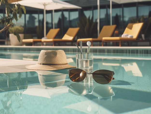 Foto luxuosa do conceito da piscina hotal de verão