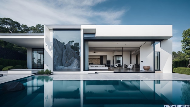 Foto luxuosa vila com piscina espetacular design contemporâneo arte digital imóvel casa