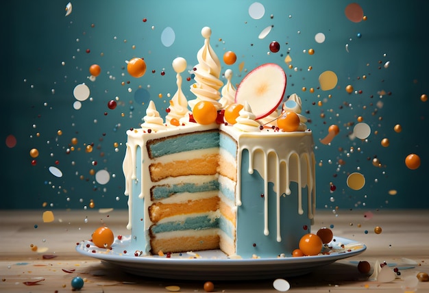 Foto Luxus-Geburtstagstorte für Geburtstagsfeier generative KI