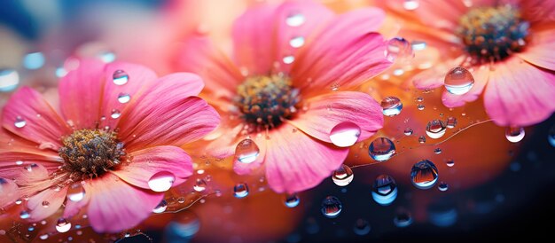 Foto foto macro abstracta flor artística con gotas de agua en el fondo