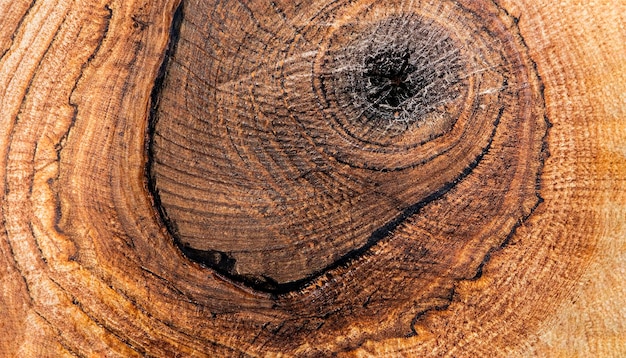 Foto macro de un árbol de ébano_superficie redonda con textura de madera