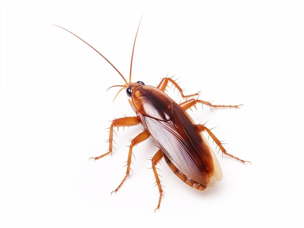 Foto macro de cucaracha con fondo blanco en 3D de alta calidad