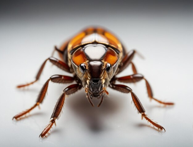 Foto foto macro de la cucaracha sobre un fondo blanco