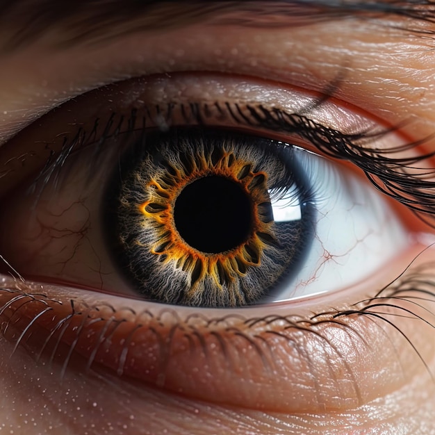Foto foto macro de olho humano em close-up