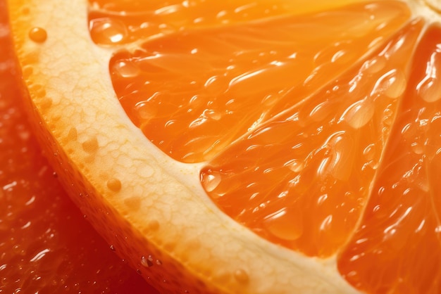 Foto macro de uma laranja cortada