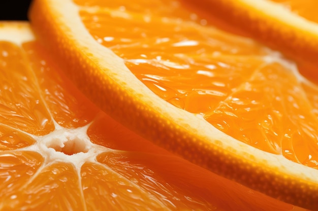 Foto macro de uma laranja cortada