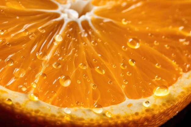 Foto macro de uma laranja cortada