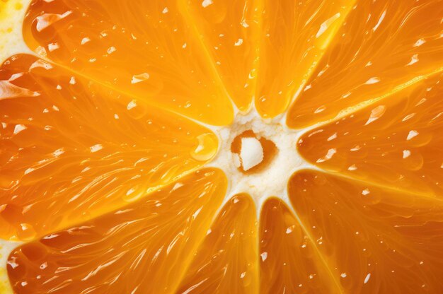 Foto macro de uma laranja cortada