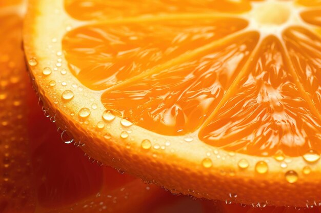 Foto macro de uma laranja cortada