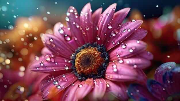 Una foto macro de una flor en verano