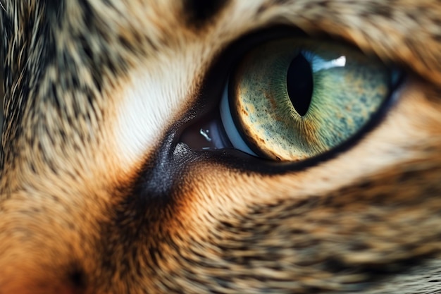 Foto macro de un gato con hermosos ojos