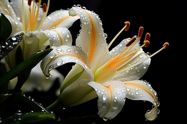 Foto de Macro de una gota de lluvia en una delicada flor Mac