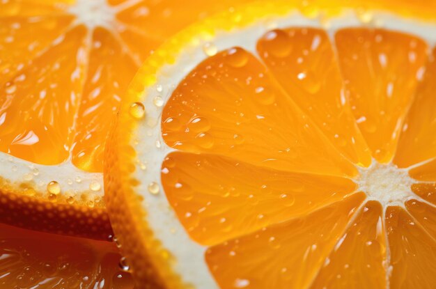 Foto macro de una naranja cortada