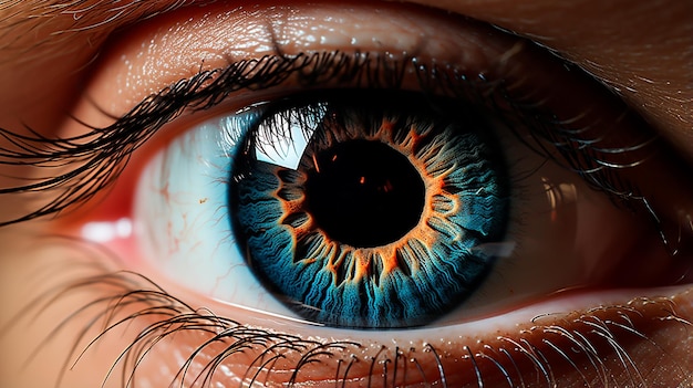 foto macro del ojo de una hermosa mujer con ojos azules