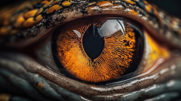 Foto macro del ojo de un reptil