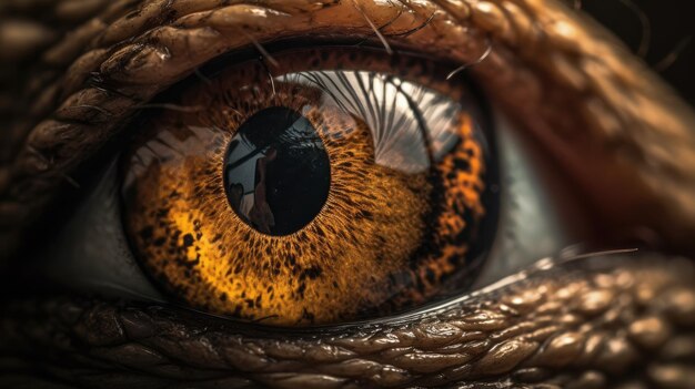 Foto macro del ojo de un reptil