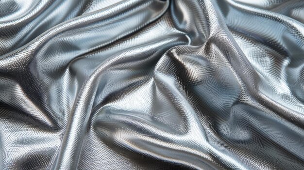 Una foto macro de una tela plateada con pañuelos