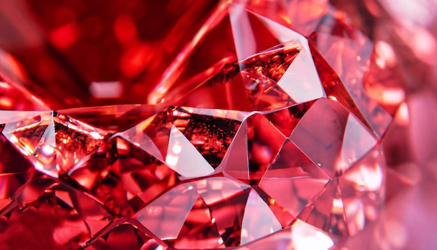 Foto macro de la textura del diamante rojo con estructura cristalina