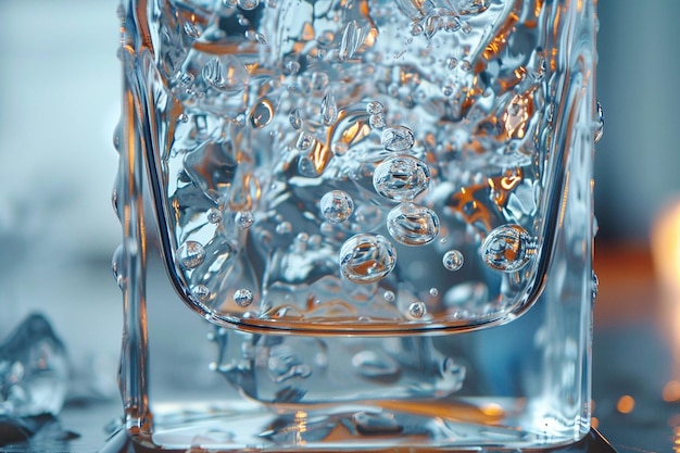 Una foto macro de la textura del tequila en un vaso