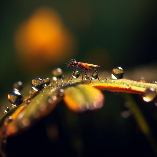 foto macro vaga-lumes2 correndo através de um prado de grandes flores levitando gotas de água4