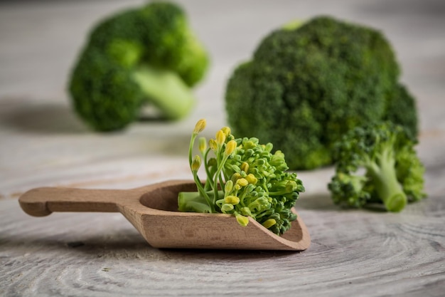 Foto macro verde brócolis de vegetais frescos Vegetais de brócolis estão cheios de vitaminas Vegetais para dieta e alimentação saudávelAlimentos orgânicos