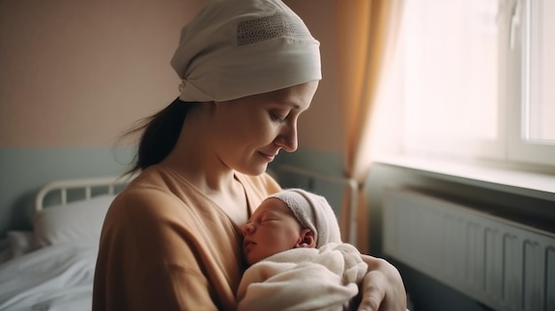 Foto de la madre y el recién nacido