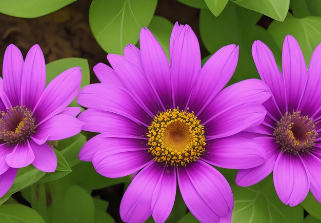 Foto foto de las magníficas flores de sunny mary daisybushes dimorphotheca ecklonis con una mascota muy hermosa