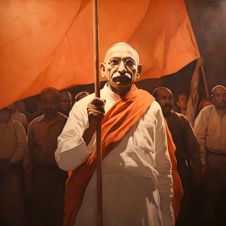 Foto foto mahatma gandhi jayanti con la bandera 2 de octubre aniversario del nacimiento gandhi jayanti generativo ai