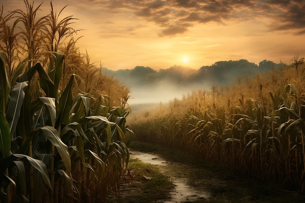 Foto de maíz de paisaje de maizal de serenidad rural