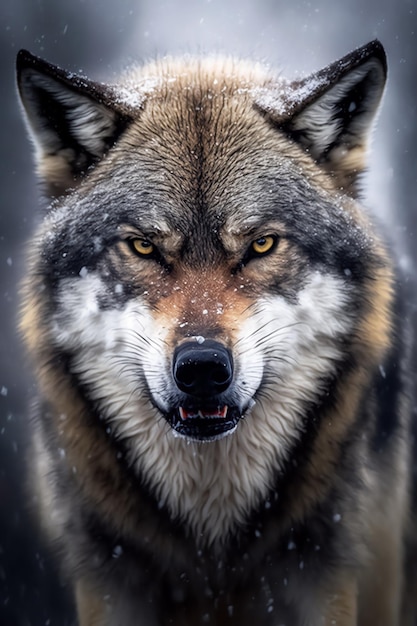 Foto de un majestuoso lobo en su hábitat natural.