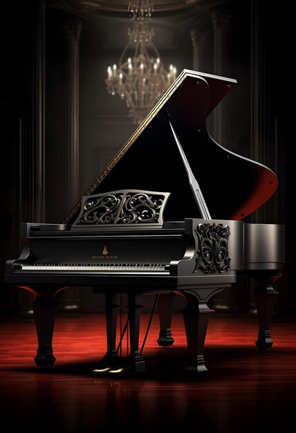 Foto una foto de un majestuoso piano en el escenario para una actuación