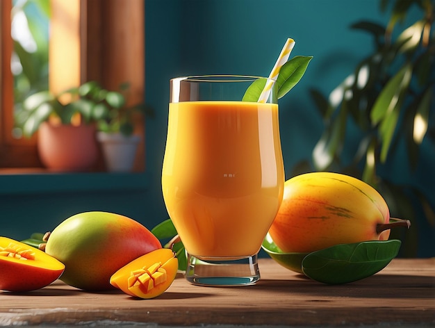 Foto Mango-Saft und Mango auf einem Tisch