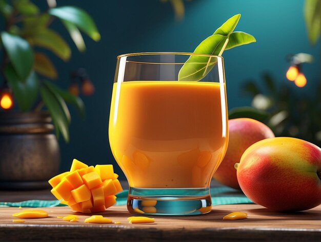 Foto Mango-Saft und Mango auf einem Tisch