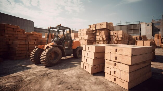 Foto una foto de la manipulación de materiales en el sitio de construcción