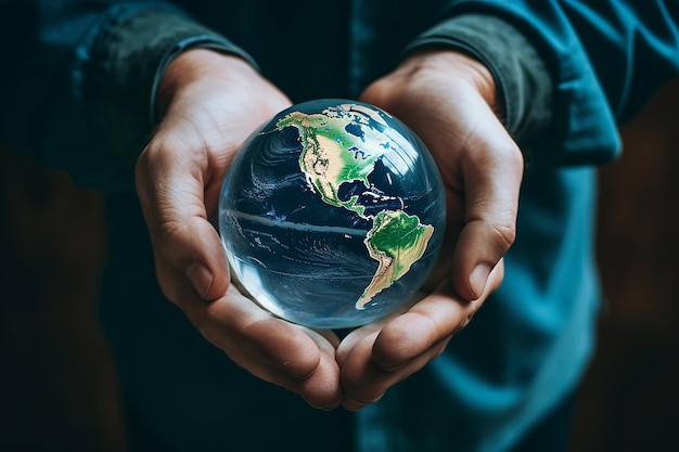 Foto manos sosteniendo globo día mundial de la población